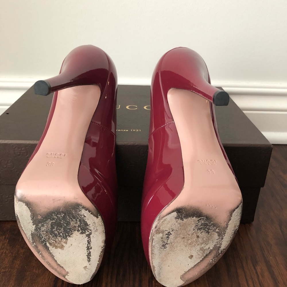 Gucci Vernice Crystal Patent Leather Peep Toe Heel - Picture 5 of 8
